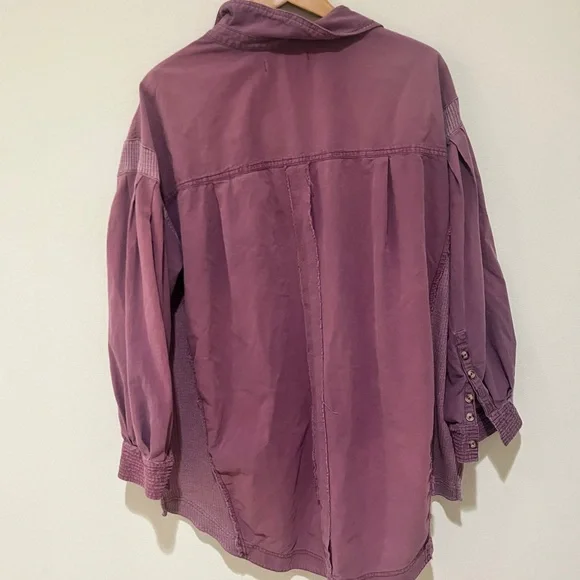 We The Free Free People Purple Button Down Shirt Size XL - Picture 3 of 6